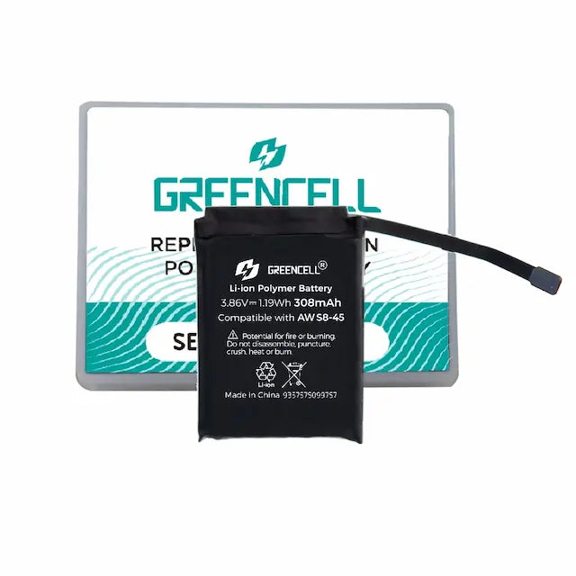 Greencell Apple Watch Series 8 45MM Replacement Battery with Adhesive Strips 308mAh