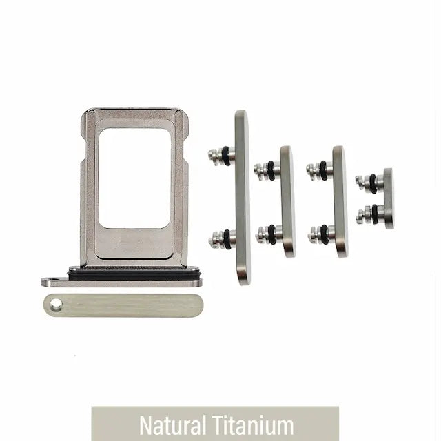 Single SIM Card Tray and Side Button for iPhone 15 Pro / 15 Pro Max-Natural Titanium
