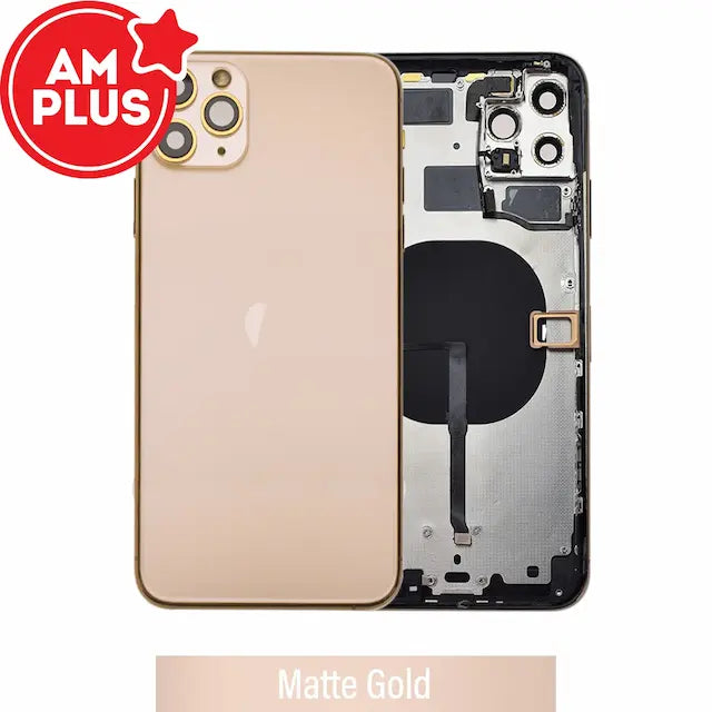 AMPLUS Rear Housing with Small Parts for iPhone 11 Pro Max-Matte Gold