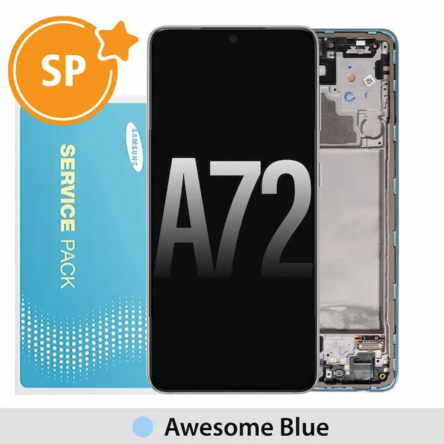 Samsung Galaxy A72 A725 / A726 OLED Screen Replacement with Frame GH82-25541B/25542B (Service Pack)-Awesome Blue