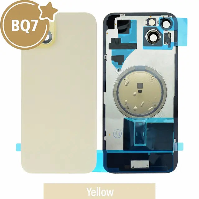BQ7 Rear Cover Glass with Camera Lens Glass and Magsafe Magnet for iPhone 15 Plus (NO LOGO)-Yellow