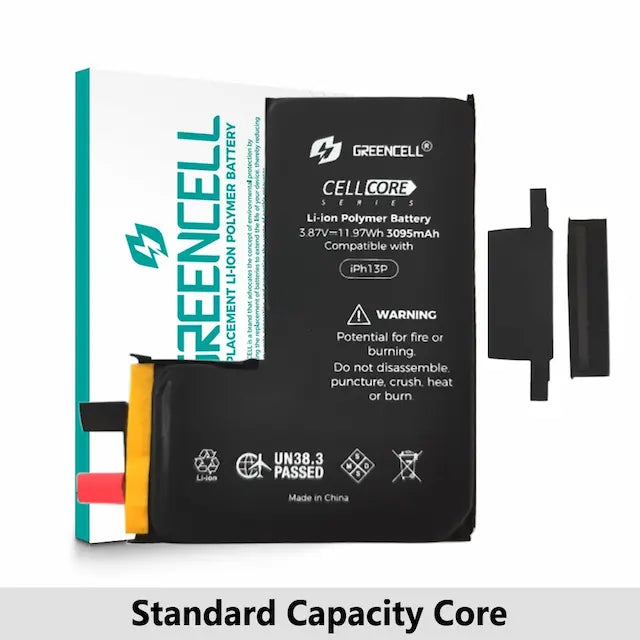 Greencell Core Series- Standard Capacity 3095mAh iPhone 13 Pro Replacement Battery Core with Adhesive Strips