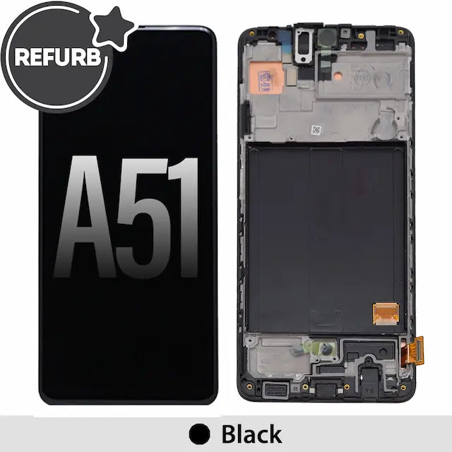 REFURB OLED Screen Replacement Digitizer with Frame for Samsung Galaxy A51 A515F -Black