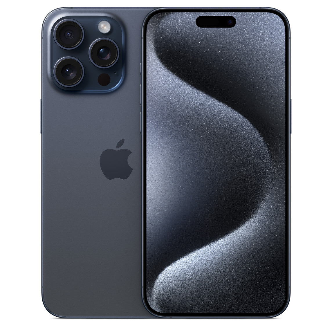 iPhone 15 Pro Max Blue Titanium catalogue illustration; not the actual used handset