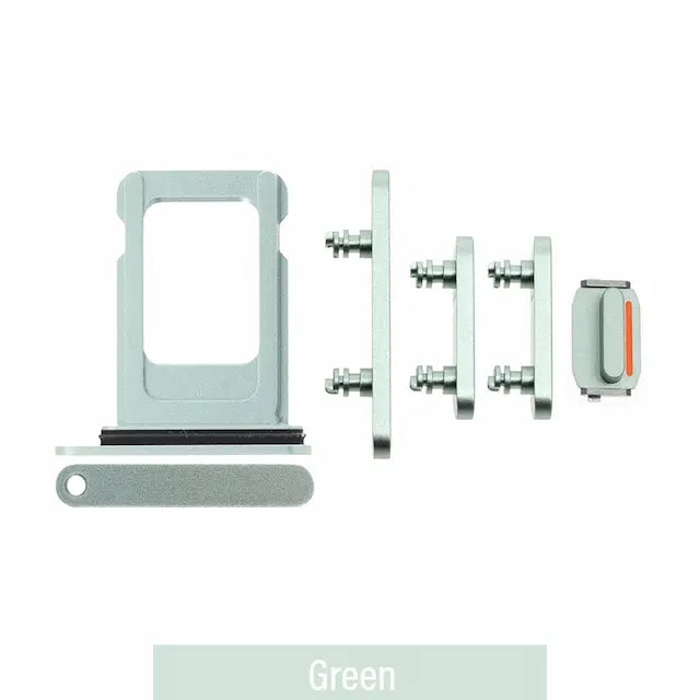 Single SIM Card Tray and Side Button for iPhone 15 / 15 Plus-Green