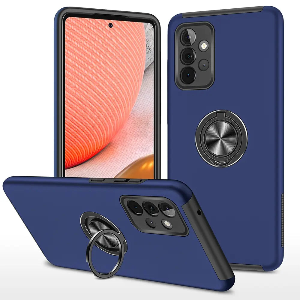 Magnetic Ring Holder Shockproof Cover Case for Samsung Galaxy A72 A725 / A726-Red
