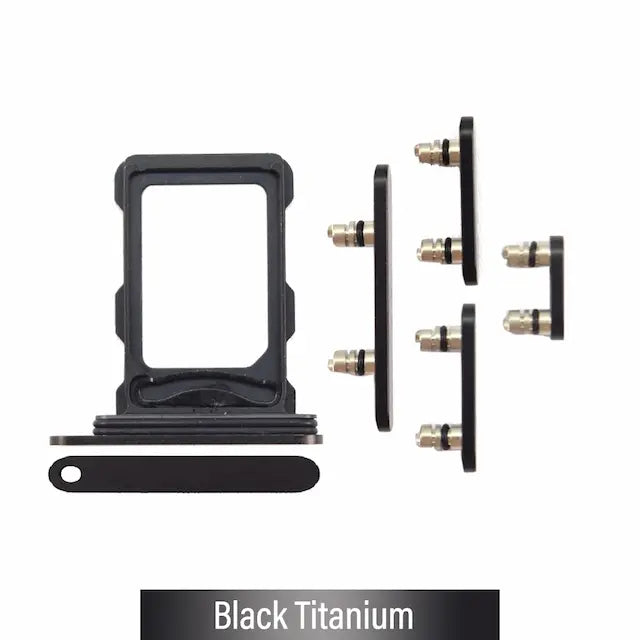 Dual SIM Card Tray and Side Button for iPhone 16 Pro / 16 Pro Max-Black Titanium (Compatible with Single SIM Phones and Dual SIM Phones)