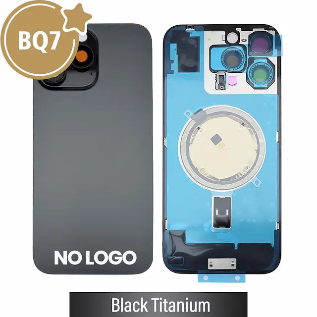 BQ7 Rear Cover Glass with Camera Lens Glass and Magsafe Magnet for iPhone 16 Pro Max (NO LOGO)-Black Titanium