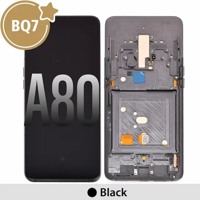 BQ7 OLED Assembly Replacement with Frame for Samsung Galaxy A80 5G A805B / A805F-Black (As the same as service pack, but not from official Samsung)
