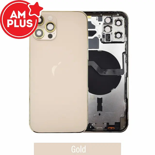 AMPLUS Rear Housing with Small Parts for iPhone 12 Pro-Gold