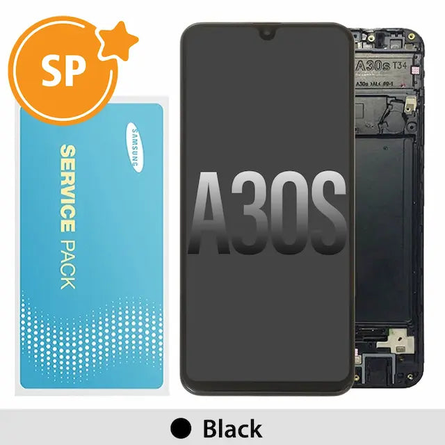 Samsung Galaxy A30s A307F OLED Screen Replacement with Frame GH82-21190A/21329A/21385A/21189A (Service Pack)-Black