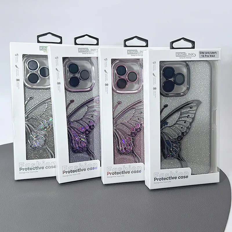 Kinglink Glitter Sandy Butterfly Case for iPhone 16