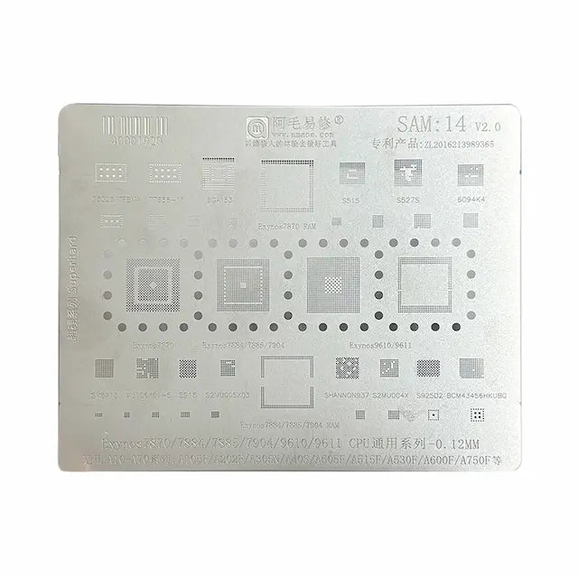 AMAOE BGA Reballing Stencil With CPU Position SAM14 for Samsung Galaxy A10-A70 Series etc