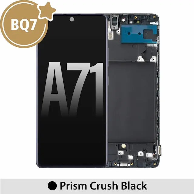 Samsung Galaxy A71 A715F BQ7 OLED Screen Replacement Digitizer with Frame-Prism Crush Black (As the same as service pack, but not from official Samsung)