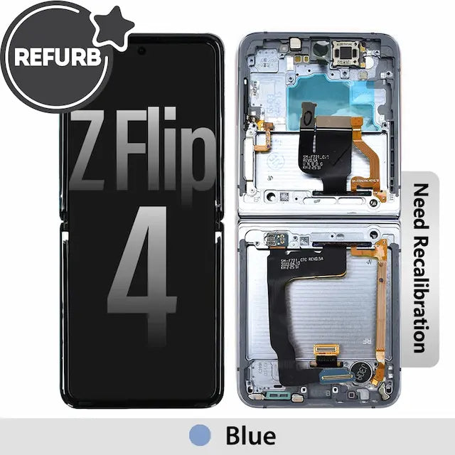 REFURB OLED Screen Replacement with Frame for Samsung Galaxy Z Flip4 5G (F721B)-Blue
