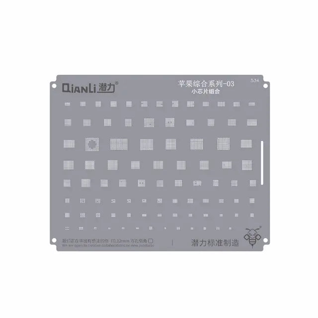 QianLi Bumblebee BGA Reballing Stencil (QS534) for iPhone 6S- iPhone15 Series Chiplet Combinations