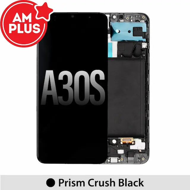 Samsung Galaxy A30s A307F LCD Screen Replacement Digitizer with Frame-Black (No Fingerprint Function) (AMPLUS)