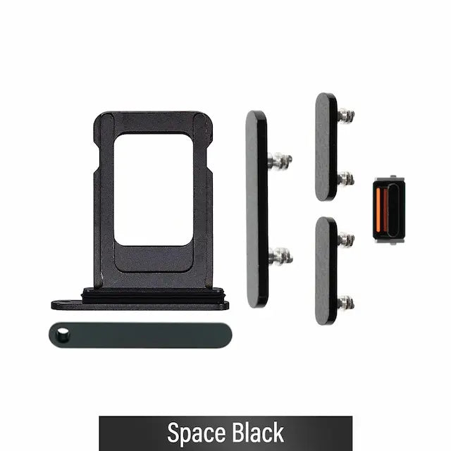 Single SIM Card Tray and Side Button for iPhone 14 Pro / 14 Pro Max-Space Black