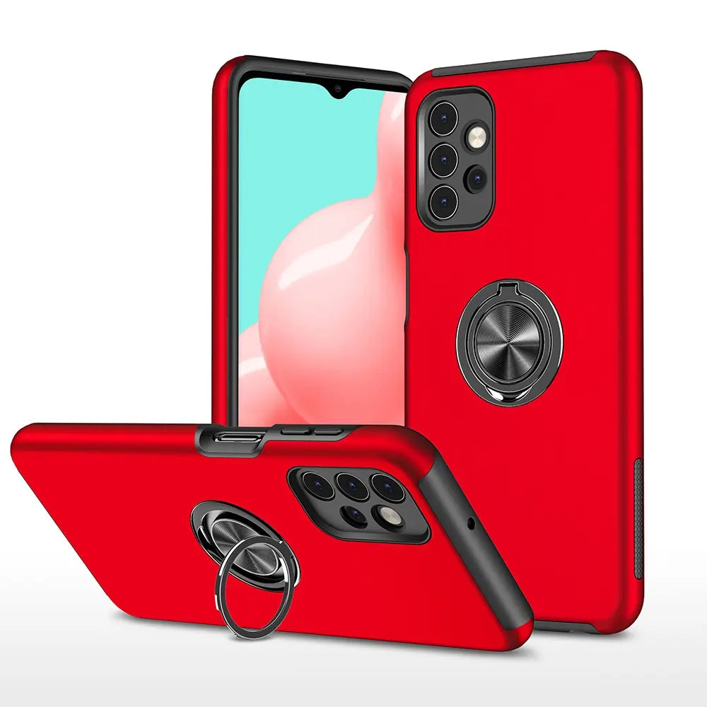 Magnetic Ring Holder Shockproof Cover Case for Samsung Galaxy A32 5G A326B-Red