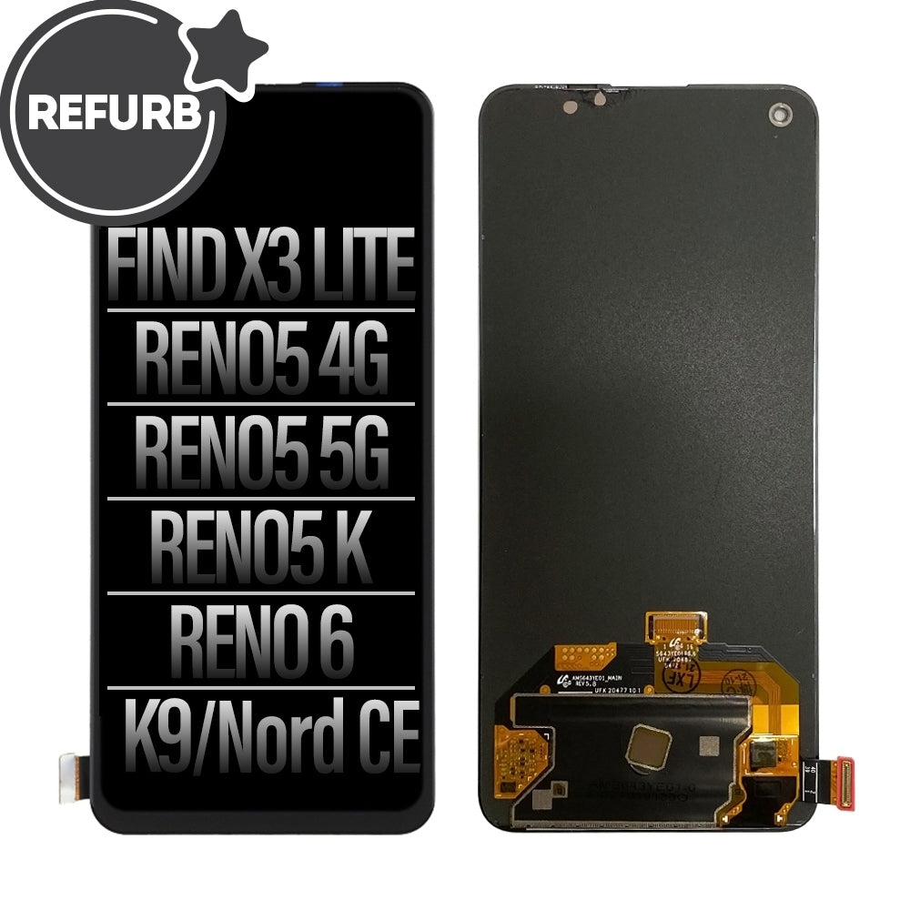 REFURB OLED Screen Digitizer Replacement for OPPO Find X3 Lite / Reno5 4G / Reno5 5G / Reno5 K / Reno 6 / K9 / One Plus Nord CE