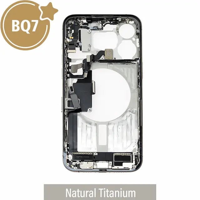 BQ7 Mid-Frame Housing with Full Set Parts for iPhone 15 Pro Max-Natural Titanium (With SIM Tray Version)