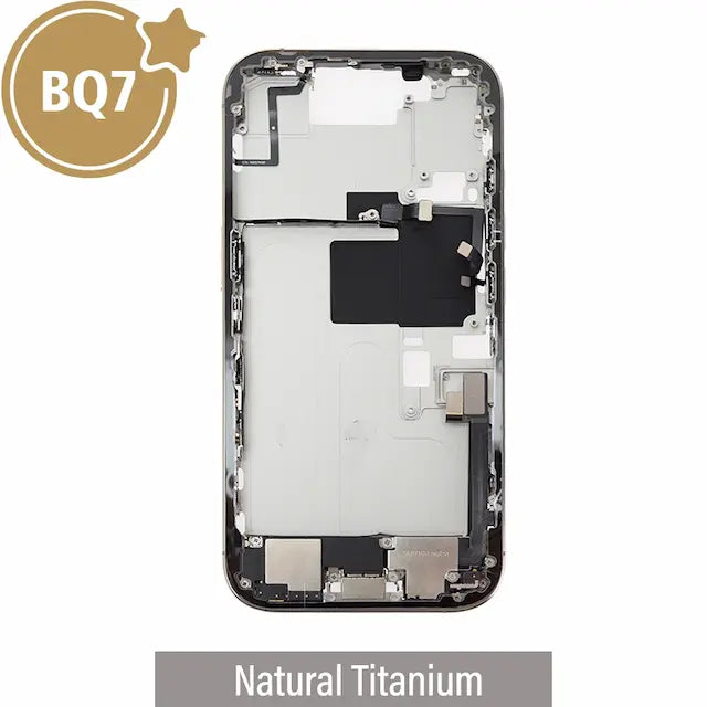 BQ7 Mid-Frame Housing with Full Set Parts for iPhone 16 Pro -Natural Titanium (With SIM Tray Version)