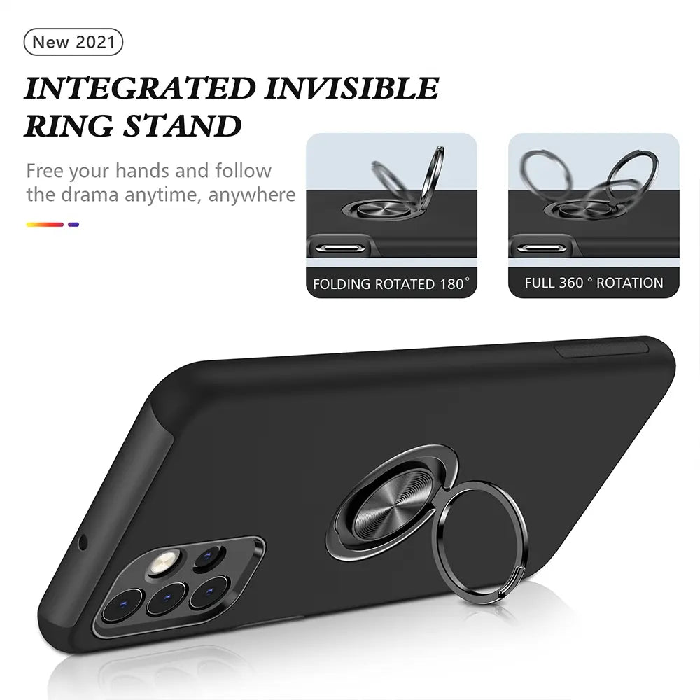 Magnetic Ring Holder Shockproof Cover Case for Samsung Galaxy A32 4G A325F-Red