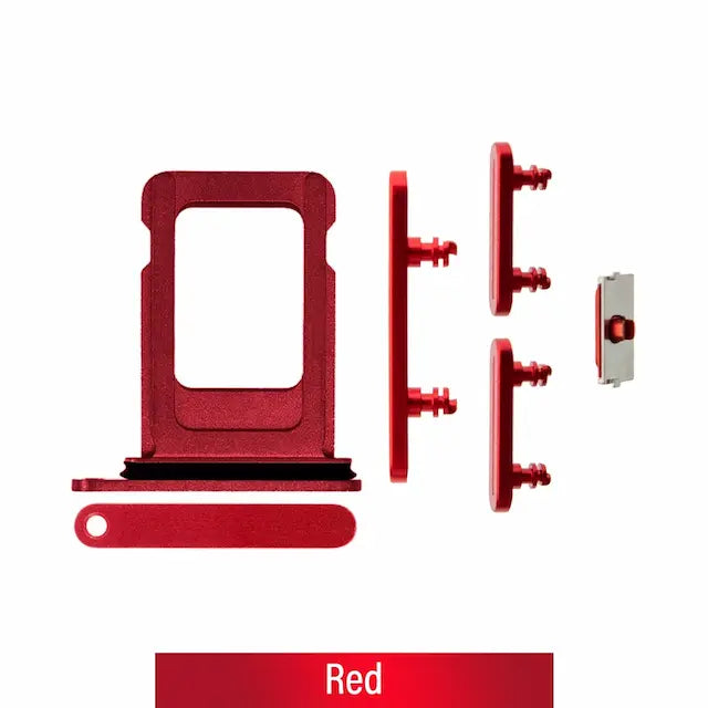 Single SIM Card Tray and Side Button for iPhone 14 / 14 Plus-Red