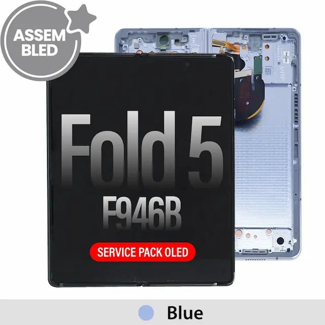 ASSEMBLED OLED Assembly Replacement with Frame for Samsung Galaxy Z Fold5 F946B-Blue (SERVICE PACK SCREEN BUT REFURBISH FRAME ASSEMBLED BY CRAZY)