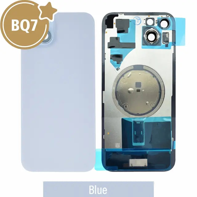 BQ7 Rear Cover Glass with Camera Lens Glass and Magsafe Magnet for iPhone 15 Plus (NO LOGO)-Blue