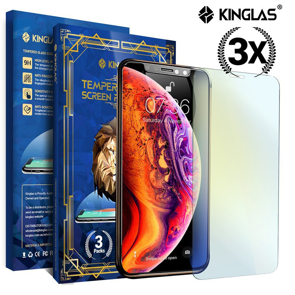 Kinglas 3 PCS 2.5D Anti Blue Light Standard Tempered Glass Screen Protector for iPhone X / XS