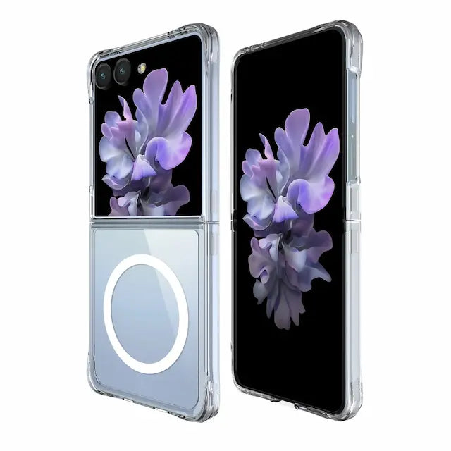 Crystal Clear Transparent Case Cover With Magnetic Ring for Samsung Galaxy Z Flip8-Transparent
