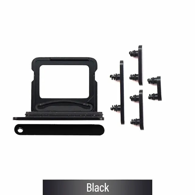 Dual SIM Card Tray and Side Button for iPhone 16 / 16 Plus-Black (Compatible with Single SIM Phones and Dual SIM Phones)
