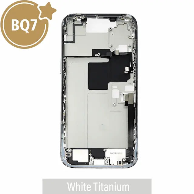 BQ7 Mid-Frame Housing with Full Set Parts for iPhone 16 Pro Max -White Titanium (With SIM Tray Version)