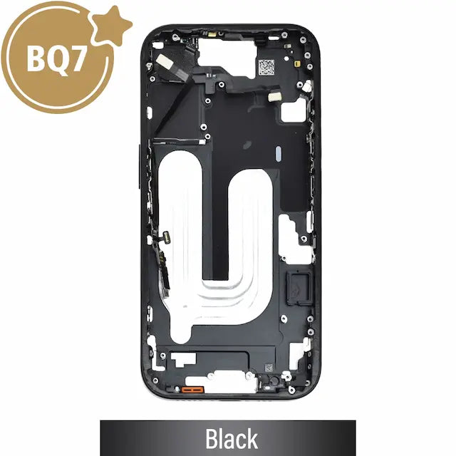 Mid-Frame Housing for iPhone 16-Black (With SIM Tray Version) (BQ7) (No Camera Control Button)