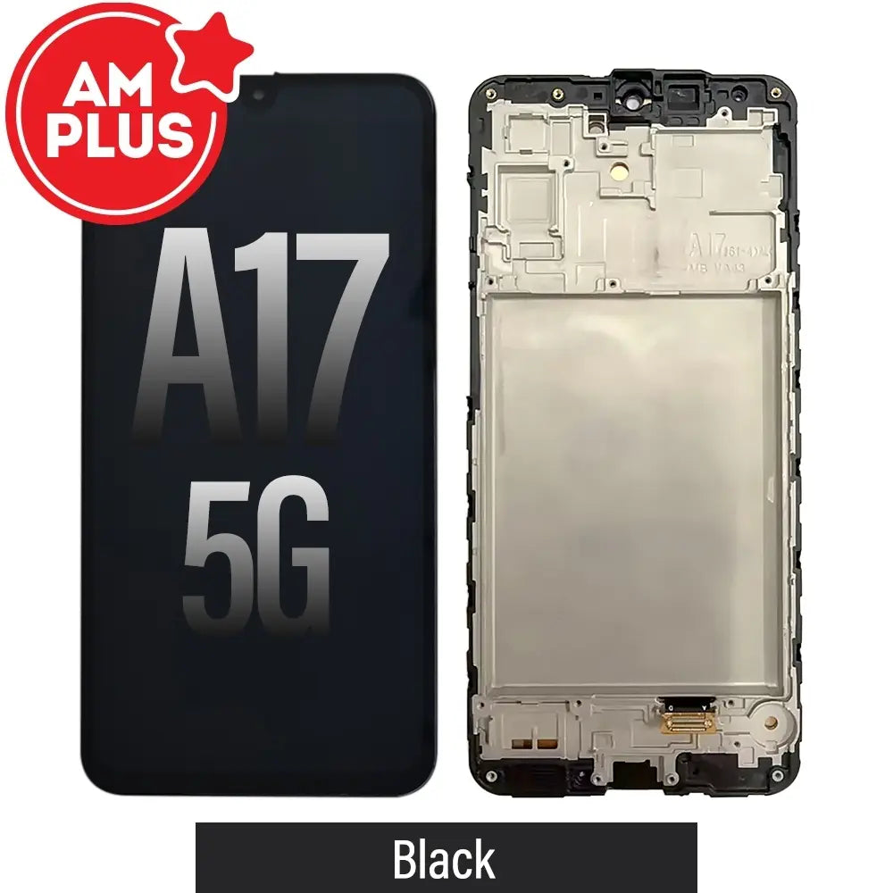 OLED Screen Replacement Digitizer with Frame for Samsung Galaxy A17 5G A176B / A176F-Black (AMPLUS)