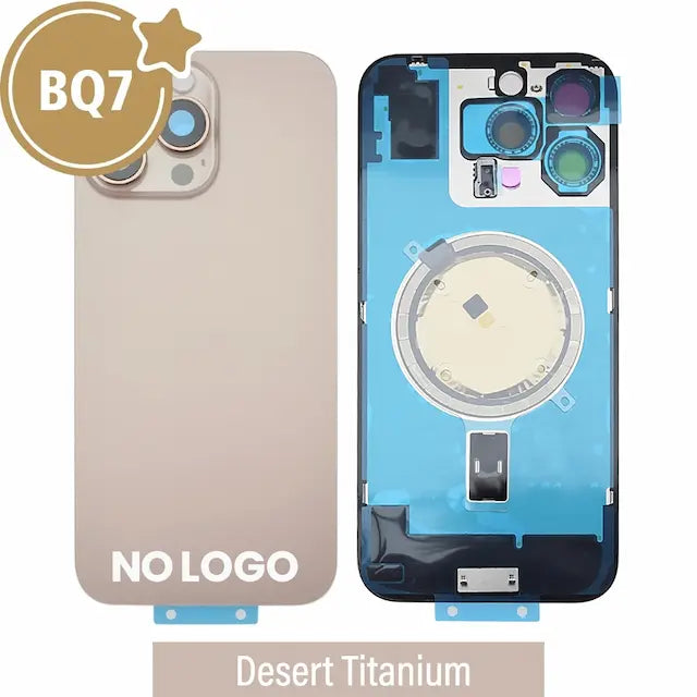 BQ7 Rear Cover Glass with Camera Lens Glass and Magsafe Magnet for iPhone 16 Pro Max (NO LOGO)-Desert Titanium