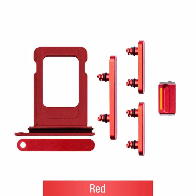 Single SIM Card Tray and Side Button for iPhone 13-Red