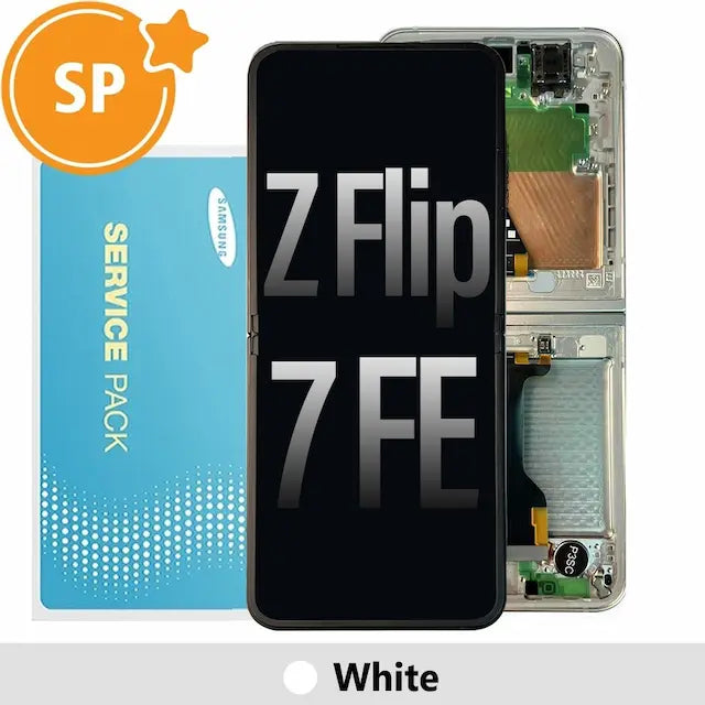Samsung Galaxy Z Flip7 FE F761B OLED Screen Replacement with Frame GH82-37734B (Service Pack)-White