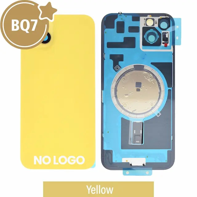 BQ7 Rear Cover Glass with Camera Lens Glass and Magsafe Magnet for iPhone 14 Plus (NO LOGO)-Yellow