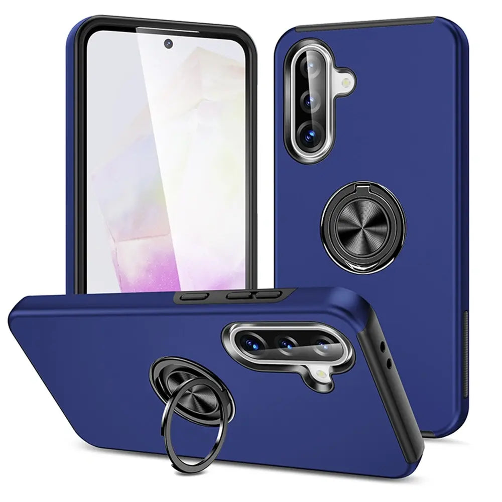 Magnetic Ring Holder Shockproof Case Cover for Samsung Galaxy A36 5G A366 / A37 5G A376 / A56 5G A56 / A27 / A18 Navy