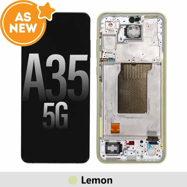 OLED Screen Replacement Digitizer with Frame for Samsung Galaxy A35 5G A356B  GH82-34221D -Lemon (AS NEW) (SERVICE PACK SCREEN AND SERVICE PACK FRAME )