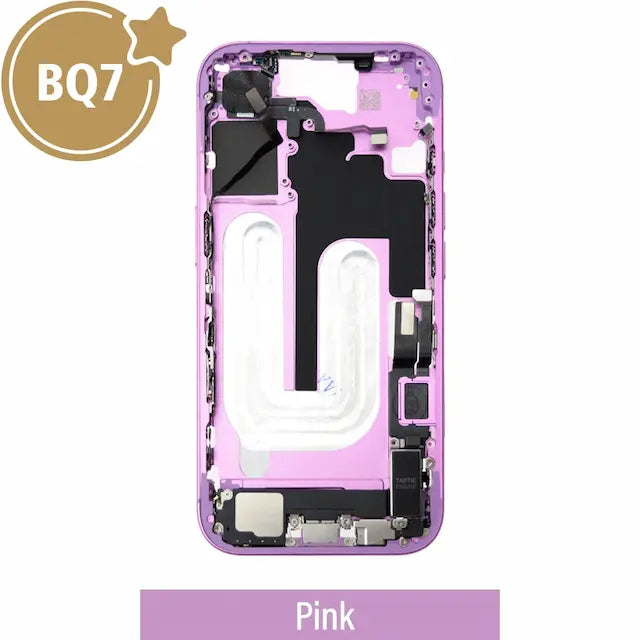 BQ7 Mid-Frame Housing with Full Set Parts for iPhone 16 -Pink (With SIM Tray Version)