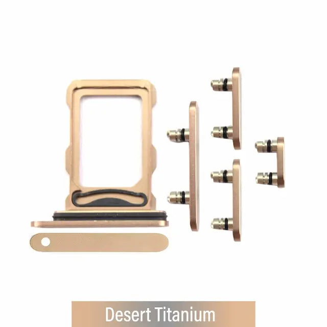 Dual SIM Card Tray and Side Button for iPhone 16 Pro / 16 Pro Max-Desert Titanium (Compatible with Single SIM Phones and Dual SIM Phones)