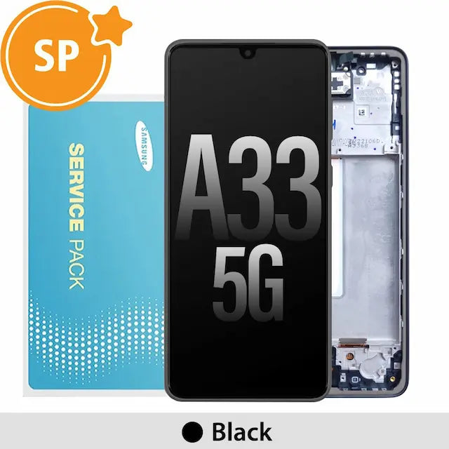 Samsung Galaxy A33 5G A336B OLED Screen Replacement with Frame GH82-28143A/28144A (Service Pack)-Black