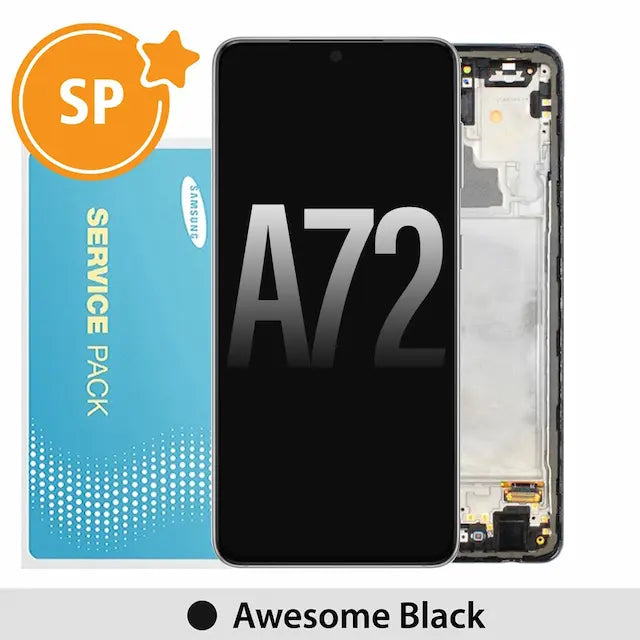Samsung Galaxy A72 A725 / A726 OLED Screen Replacement with Frame GH82-25541A/25542A (Service Pack)-Awesome Black
