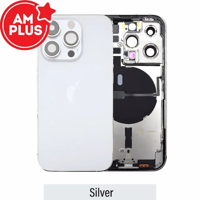 AMPLUS Rear Housing with Small Parts for iPhone 14 Pro-Silver