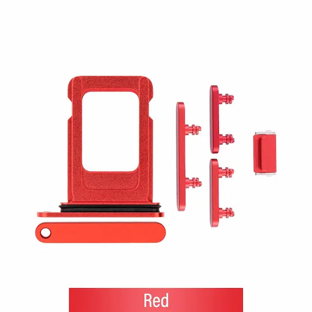 Single SIM Card Tray and Side Button for iPhone 12-Red