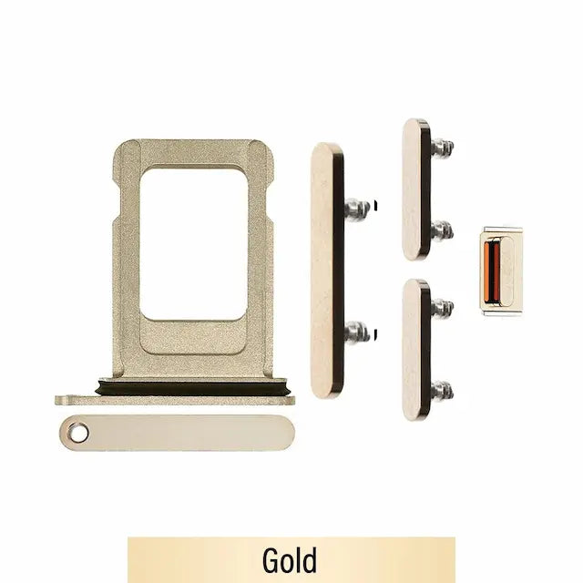 Single SIM Card Tray and Side Button for iPhone 14 Pro / 14 Pro Max-Gold