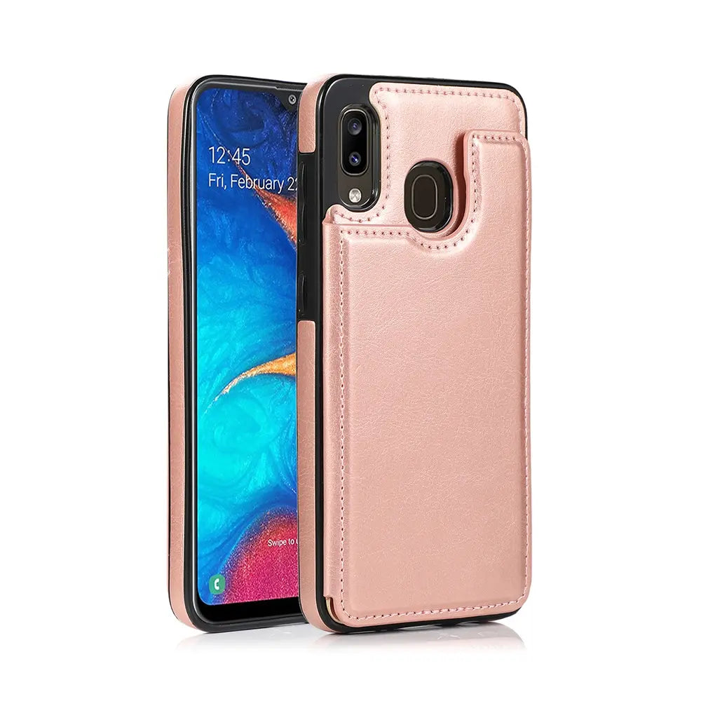 Back Flip Leather Wallet Cover Case for Samsung Galaxy A20 / A30 / M10s-Black